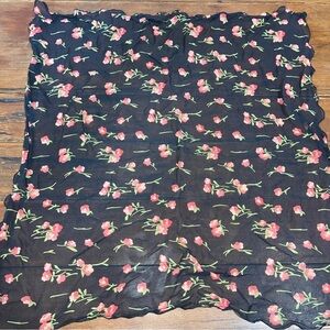 Floral Black Scarf